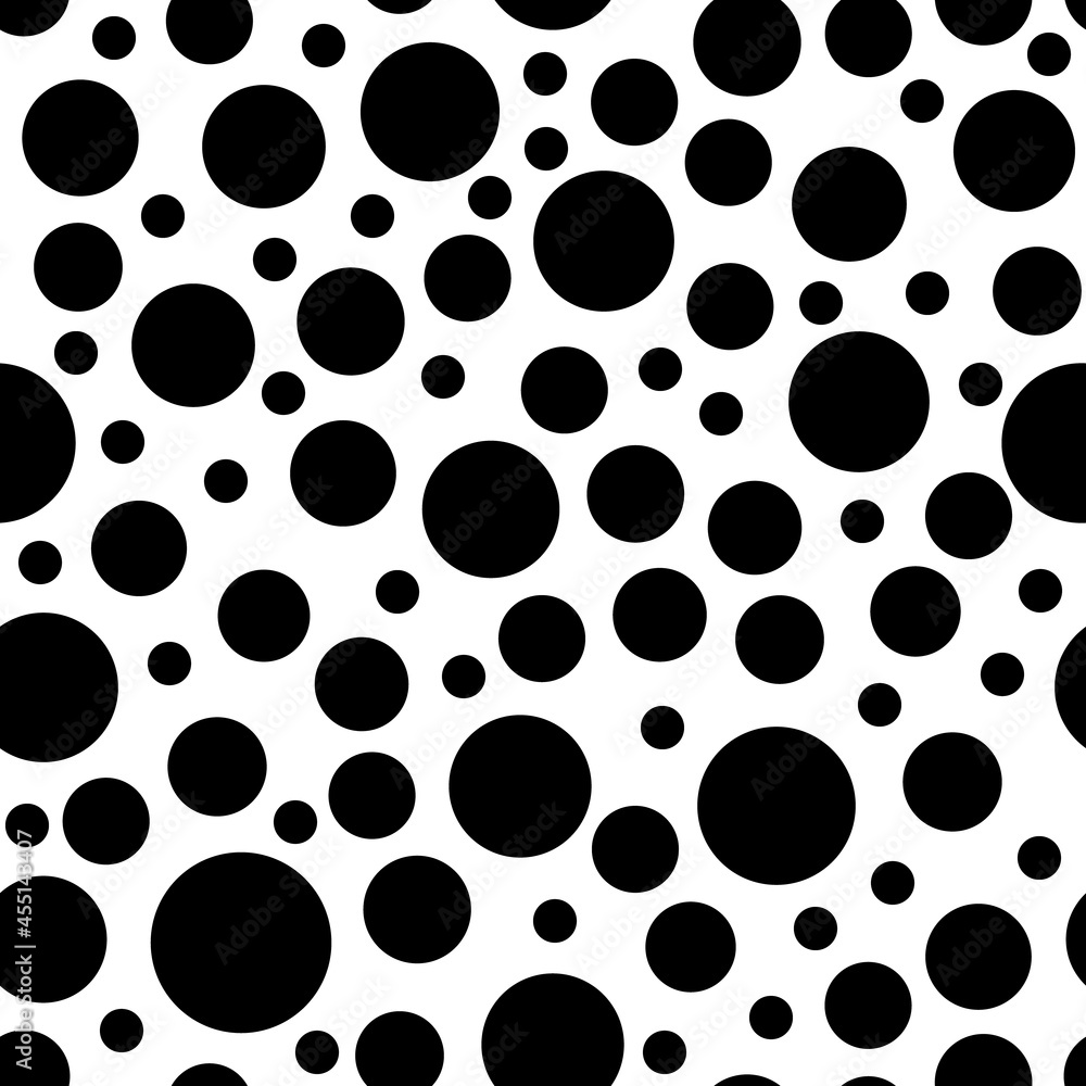 Polka Dot Vector Seamless Pattern. Spot circle bubble texture. Monochrome black and white abstract background design Polka Dot Vector Seamless Pattern. Spot circle bubble texture. Monochrome black and white abstract background design