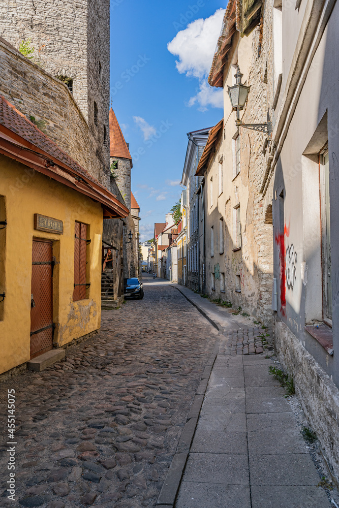 Streets of the medieval Tallinn, Estonia. Summer.