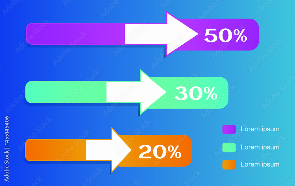 Horizontal Arrow Bar Chart Design, Horizontal Arrow Bar Three Level Statistical Chart Horizontal Arrow Bar Chart Design, Horizontal Arrow Bar Three Level Statistical Chart