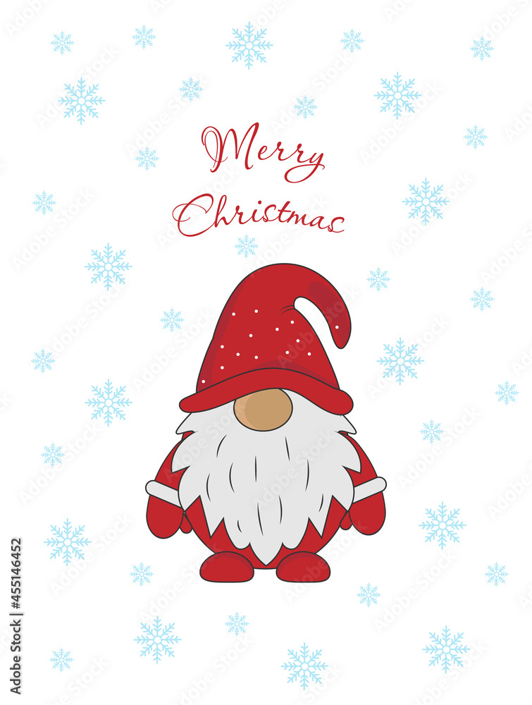 Santa Claus with a Merry Christmas! Festive postcard. vector illustration