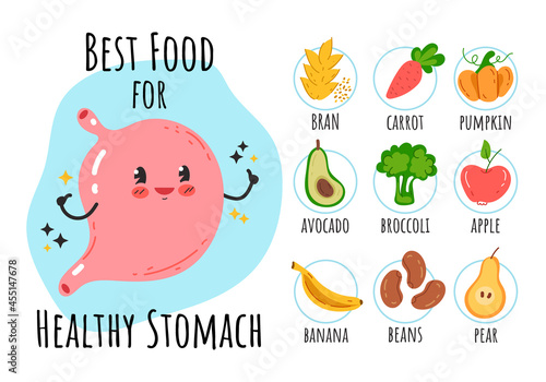 Healthy food for happy stomach isolated infographic design element