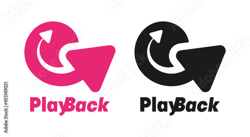 Playback logo design. Video surveillance site logo and icon design. arrow-marked playback and replay. Vector abstract arrow logo, isolated icon. Play web icon modern.
