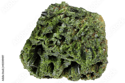 epidote from Medina de Pomar, Spain isolated on white background