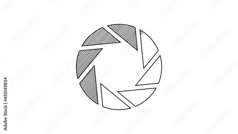 Black line Camera shutter icon isolated on white background. 4K Video motion graphic animation Black line Camera shutter icon isolated on white background. 4K Video motion graphic animation