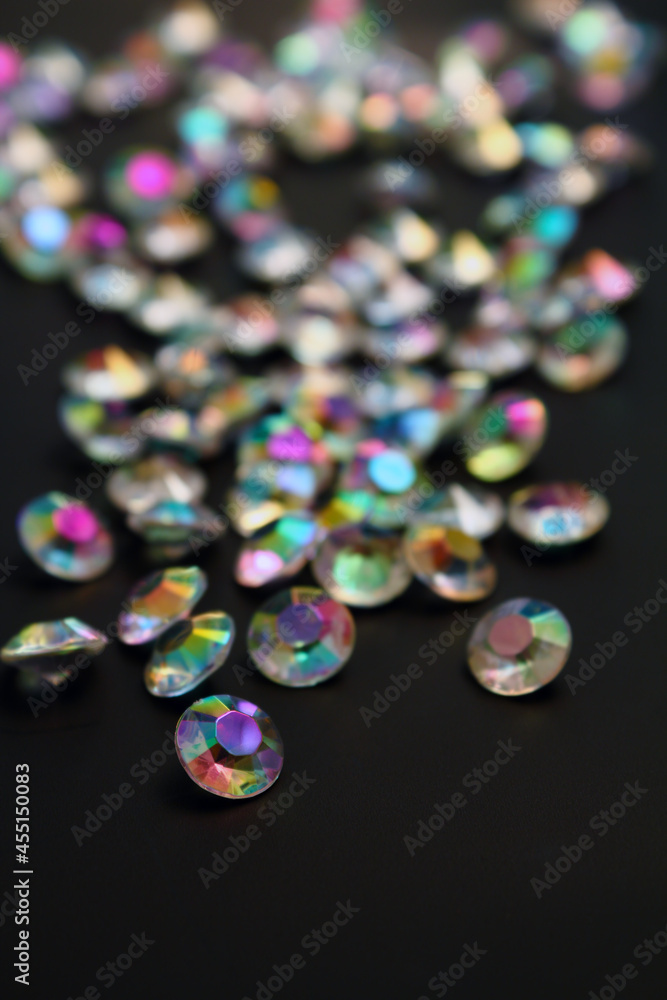 Iridescent color gems on a black background Iridescent color gems on a black background