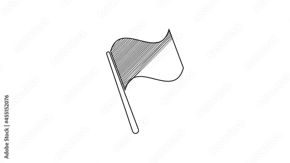 Black line Flag icon isolated on white background. 4K Video motion graphic animation