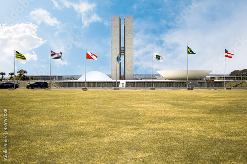 Congresso Nacional e Senado Federal na Praça dos Três Poderes em Brasília, Brasil antes dos atentados photo