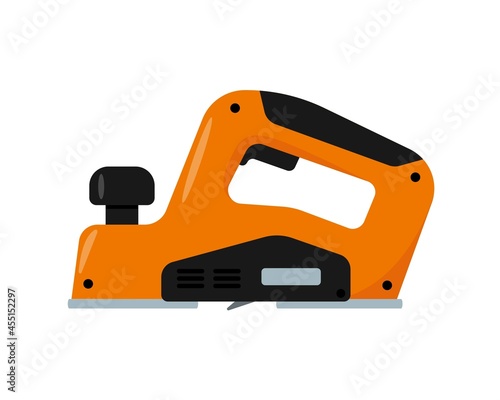 Electric planer icon. Orange work hand tool.