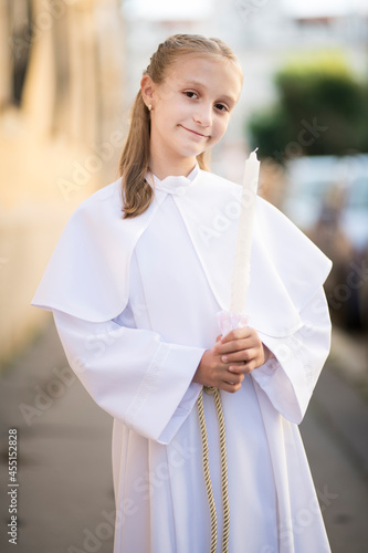 young girl dressed for First Holy Communion