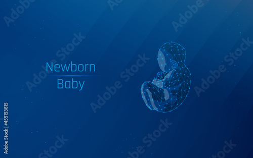 Infant. futuristic polygonal vector illustration isolated on white background. Concept for obstetric center or gynecologist, symbol of pregnancy and motherhood.Plexus style, low poly, wireframe