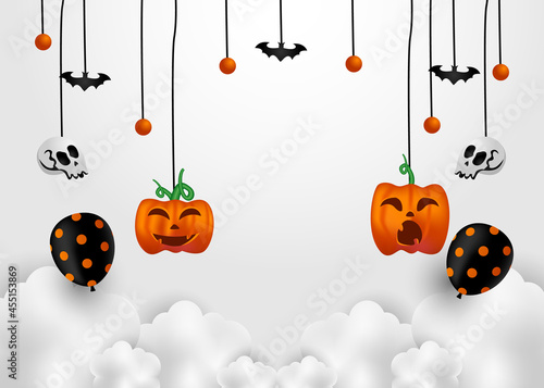 Halloween pumpkin with clouds background design