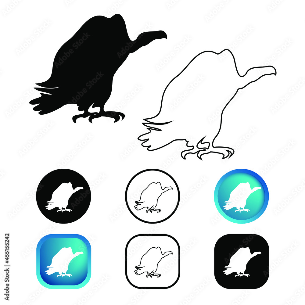Abstract Vulture Bird Icon Set