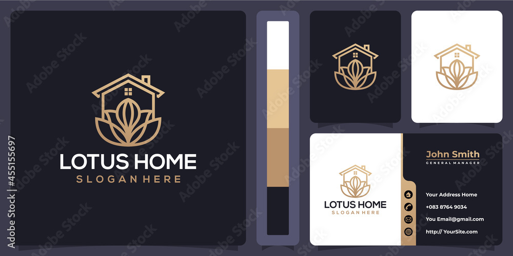 Lotus and home property logo combine and business card