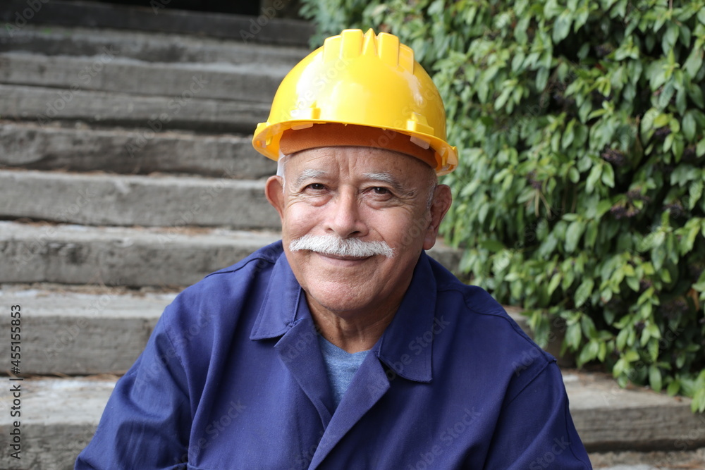 Senior construction worker with a mustache Senior construction worker with a mustache
