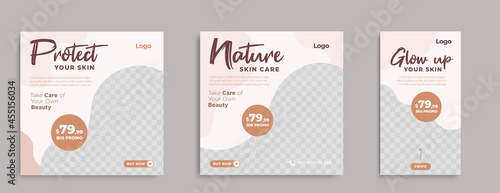 Set of Editable makeup and beauty square banner template and story design.	