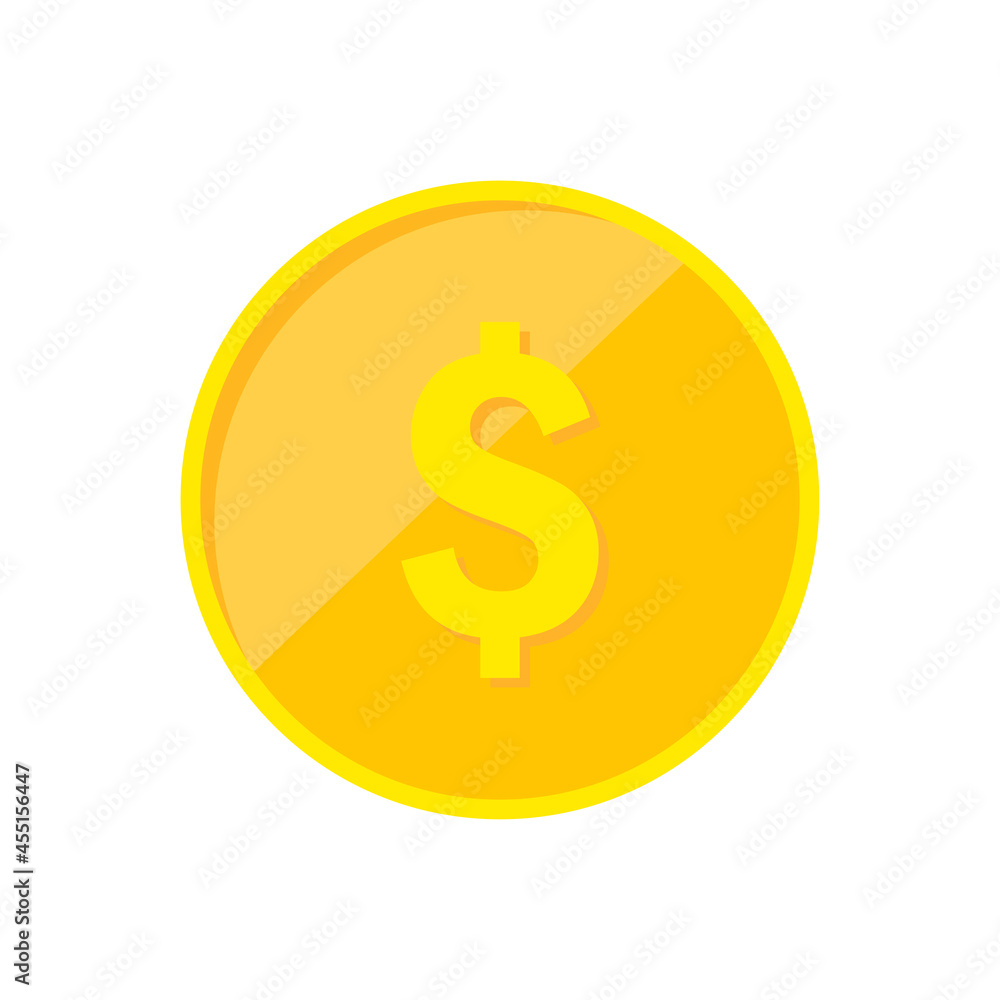 Dollar coin. Gold dollar isolated on white background. Vector illustration Dollar coin. Gold dollar isolated on white background. Vector illustration