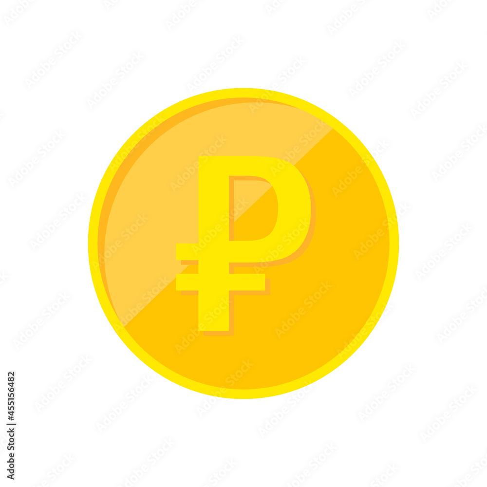 Ruble coin icon. Ruble currency isolated on white background. Vector illustration Ruble coin icon. Ruble currency isolated on white background. Vector illustration