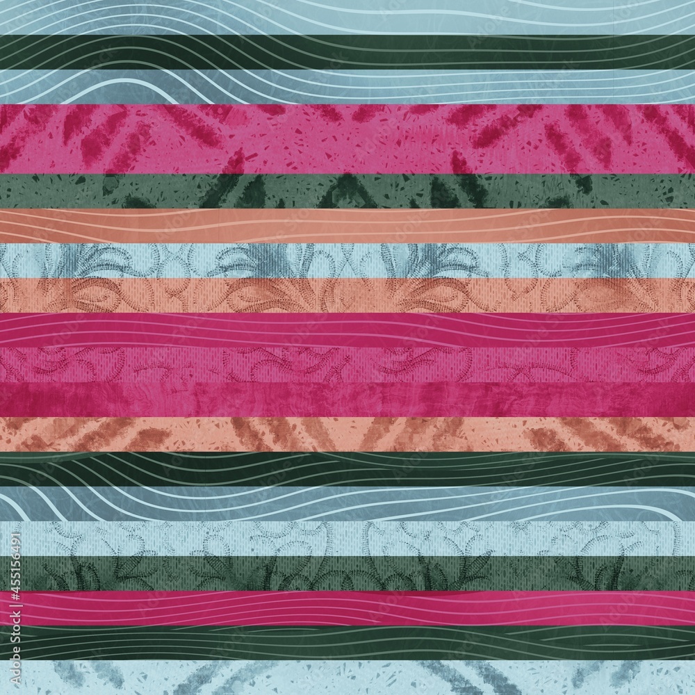 Seamless hip vogue random trendy stripe pattern print. High quality illustration. Detailed patterned strips of color. Luxury fashion or interior design print for surface design. Intricate posh style. Seamless hip vogue random trendy stripe pattern print. High quality illustration. Detailed patterned strips of color. Luxury fashion or interior design print for surface design. Intricate posh style.