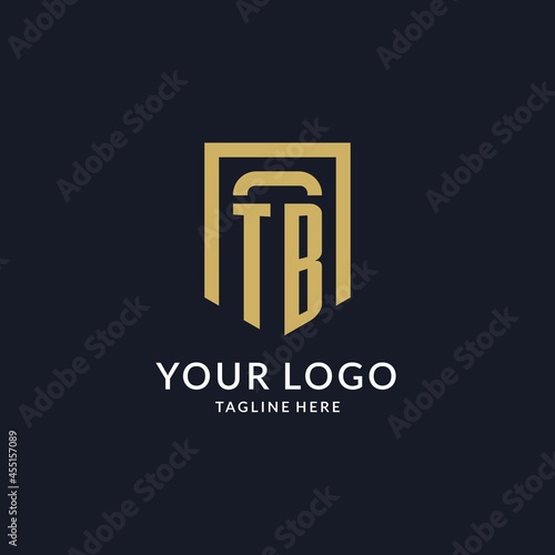 TB logo initial with geometric shield shape design style