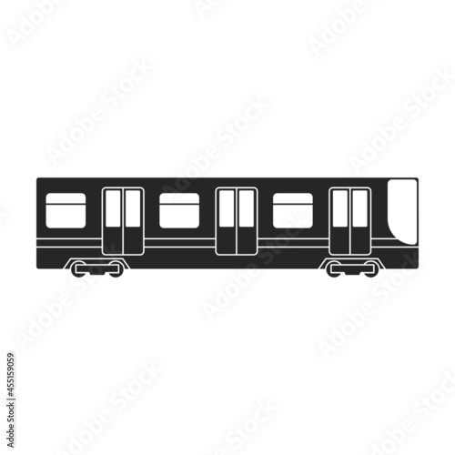 Subway train black vector icon.Black vector illustration cargo. Isolated illustration of subway train icon on white background.