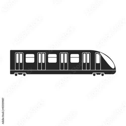 Subway train black vector icon.Black vector illustration cargo. Isolated illustration of subway train icon on white background.
