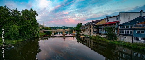 Sunrise downtown the village of Elora, Ontario, Canada along the Grand River in Centre Wellington