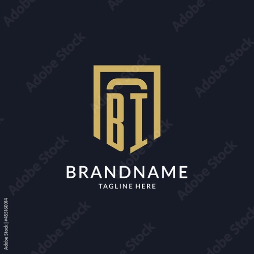 BI logo initial with geometric shield shape design style