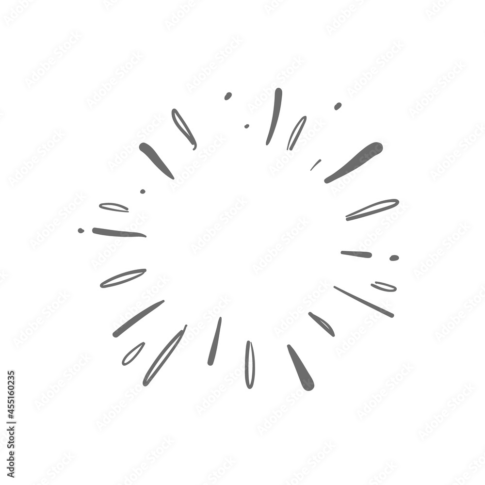 Obraz premium Sunburst doodle. Star, firework explosion. Hand drawn vector Illustration.