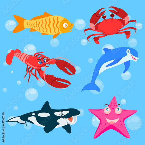 sea ​​animal character set