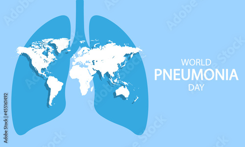 Lungs with world map for World Pneumonia Day, vector art illustration.