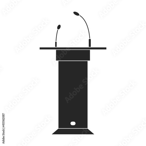 Tribunal podium black vector icon.Black vector illustration podium conference. Isolated illustration of tribunal podium icon on white background.