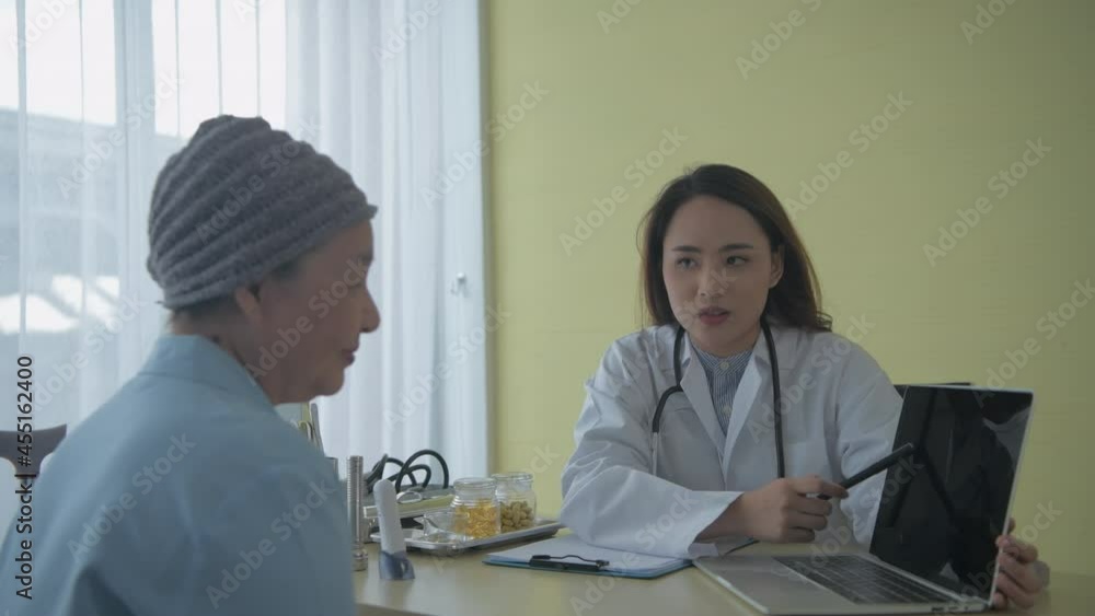 Health concept of 4k Resolution. The doctor is explaining the illness to the patient. Health concept of 4k Resolution. The doctor is explaining the illness to the patient.