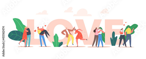 Couples in Love Concept. Man Woman in Loving Relations Walking, Boyfriend Carry Girl on Hands, Pair Dance in Restaurant