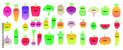Fototapeta Naklejka Na Ścianę i Meble -  Kawaii Fruit and Vegetable