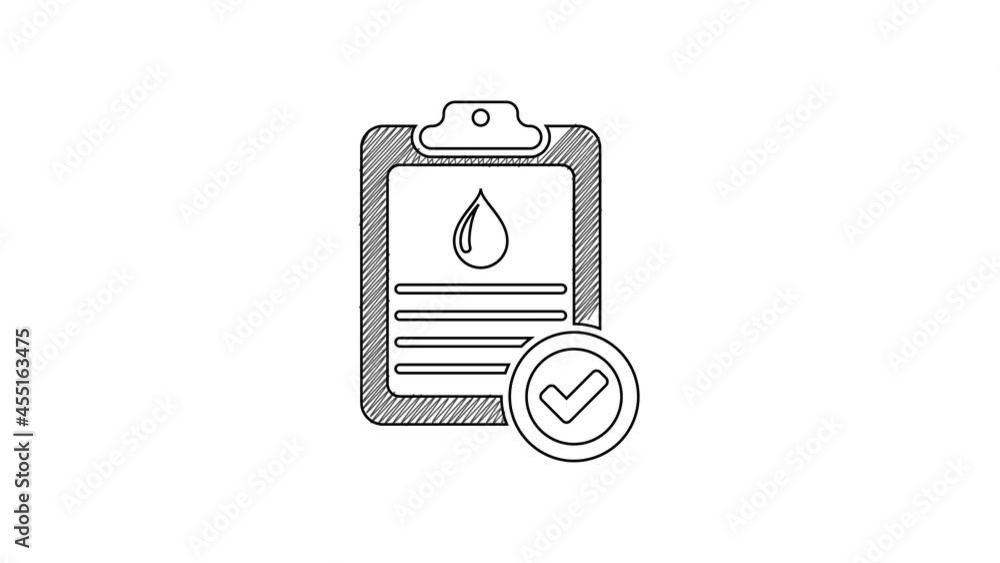 Black line Medical clipboard with blood test results icon isolated on white background. Clinical record, prescription, medical check marks report. 4K Video motion graphic animation Black line Medical clipboard with blood test results icon isolated on white background. Clinical record, prescription, medical check marks report. 4K Video motion graphic animation