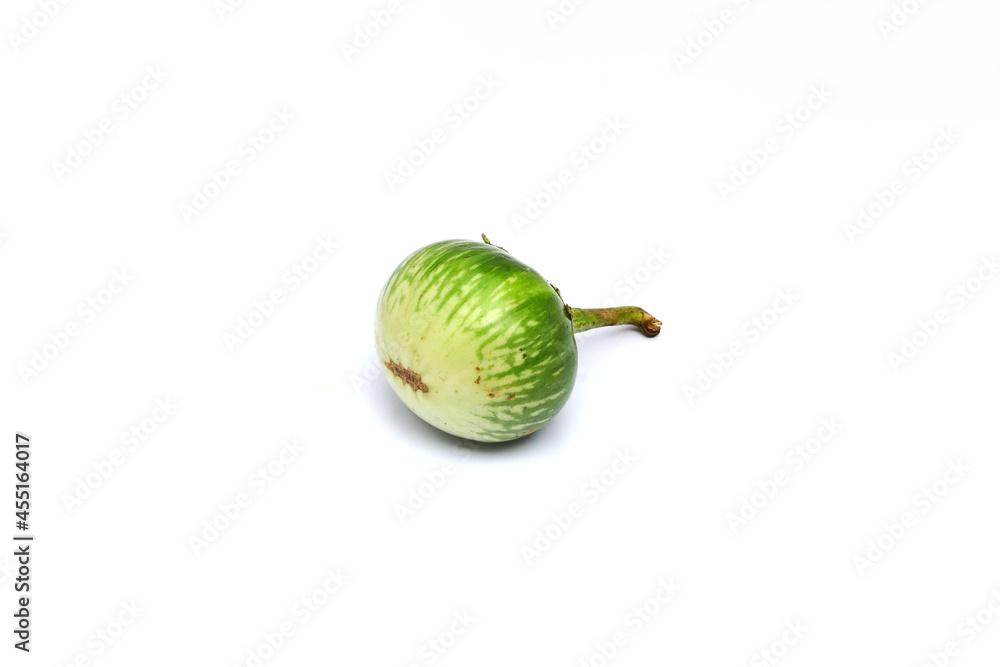 Green round eggplant isolated on white background Green round eggplant isolated on white background