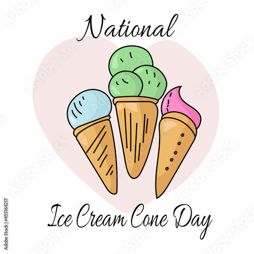 National Ice Cream Cone Day  idea for a poster  banner or themed holiday card