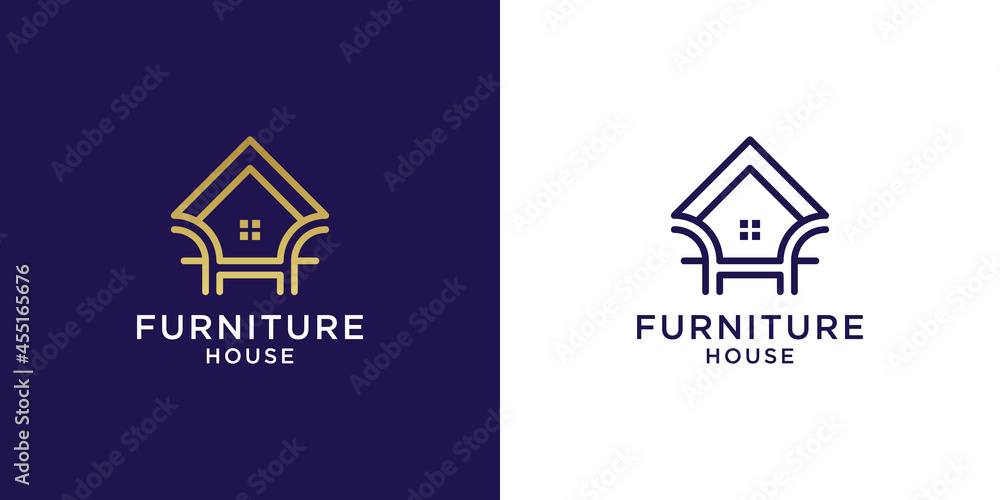 Furniture house logo with color gold and letter f h design Furniture house logo with color gold and letter f h design