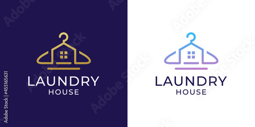 Laundry house logo with hanger design