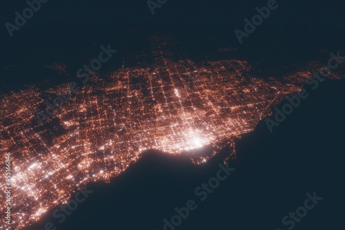 Photography Toronto aerial view at night