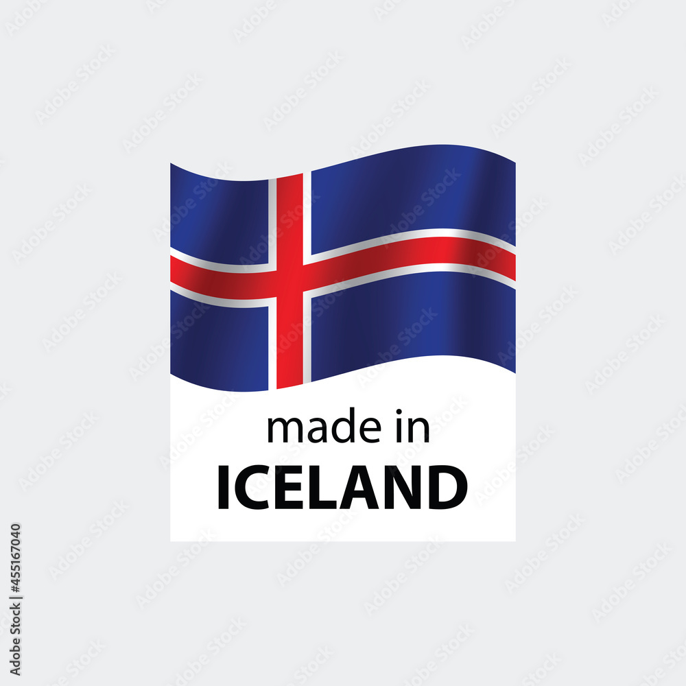 Fototapeta premium made in Iceland vector stamp. bagge with Iceland flag