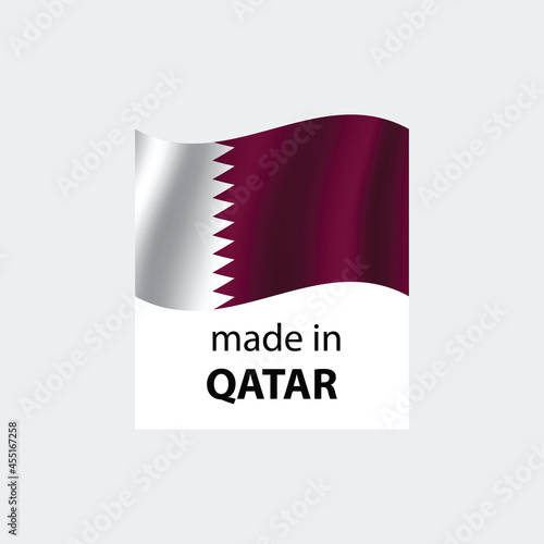 made in Qatar vector stamp. badge with Qatar flag	