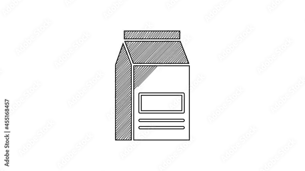 Black line Bag of food icon isolated on white background. Food for animals. Pet food package. 4K Video motion graphic animation Black line Bag of food icon isolated on white background. Food for animals. Pet food package. 4K Video motion graphic animation