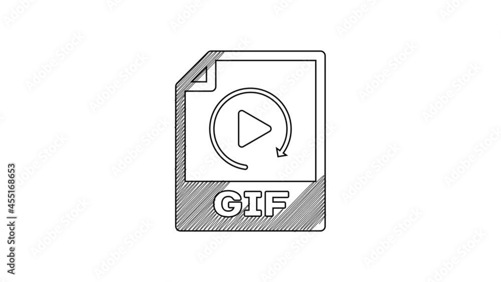 Black line GIF file document. Download gif button icon isolated on white background. GIF file symbol. 4K Video motion graphic animation Black line GIF file document. Download gif button icon isolated on white background. GIF file symbol. 4K Video motion graphic animation