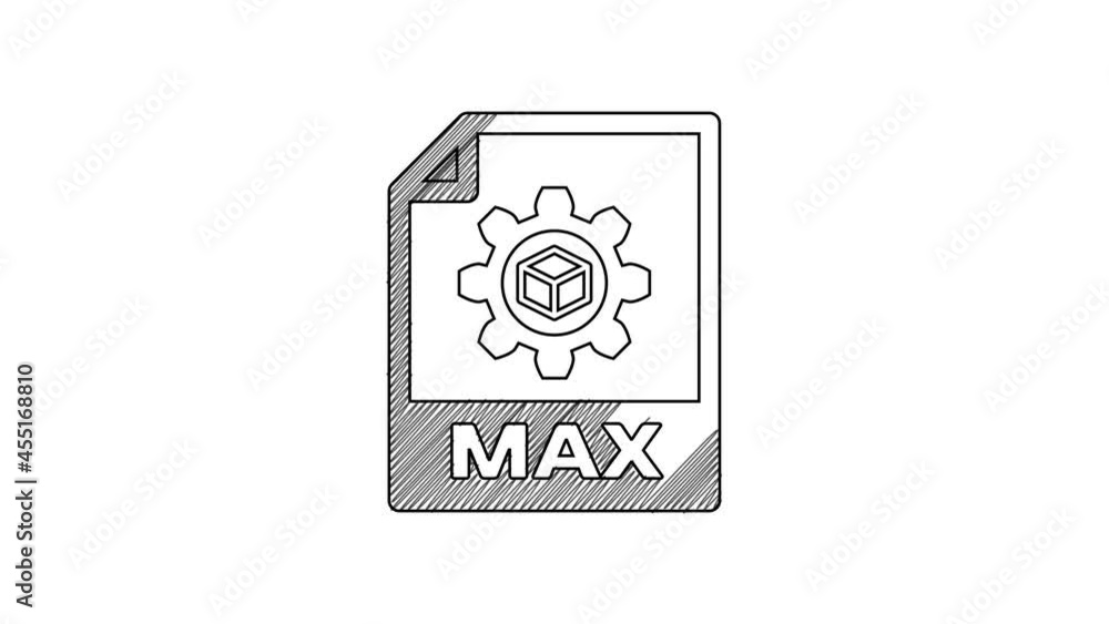 Black line MAX file document. Download max button icon isolated on white background. MAX file symbol. 4K Video motion graphic animation Black line MAX file document. Download max button icon isolated on white background. MAX file symbol. 4K Video motion graphic animation