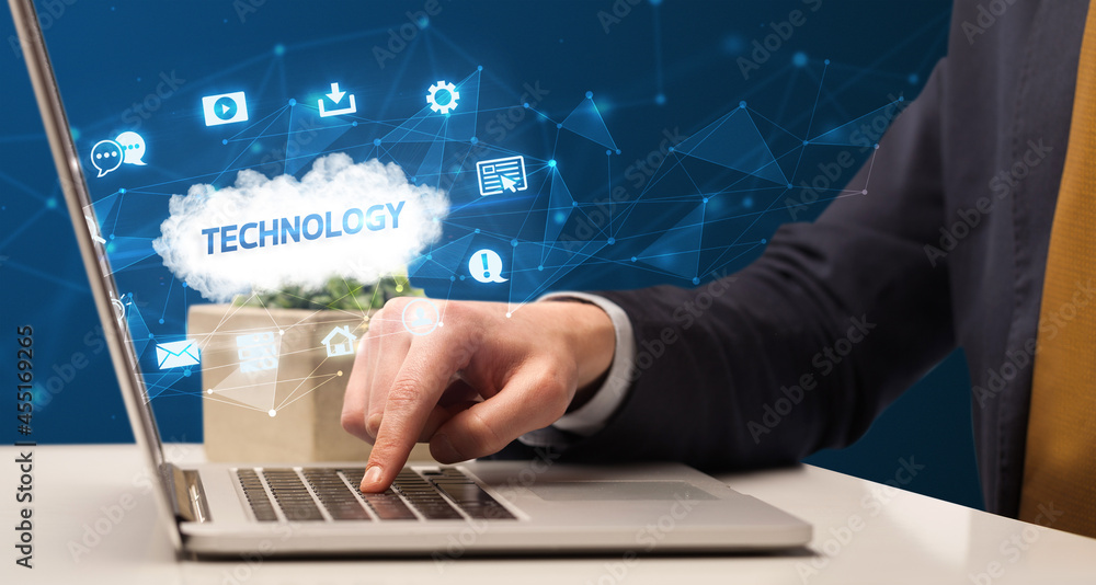Businessman working with laptop concept Businessman working with laptop concept