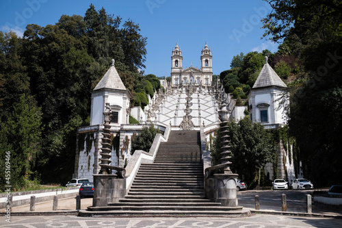 View of the stairs of Bom Jesus do Monte church near the city of Braga, Portugal.