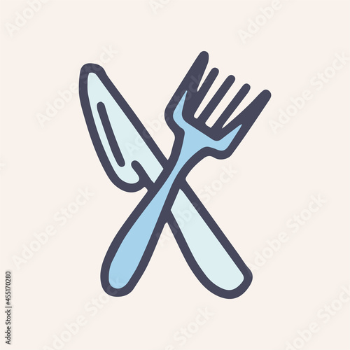 plastic knife and fork vector doodle simple color icon