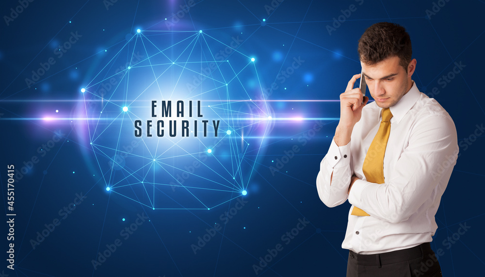 businessman thinking about security concept businessman thinking about security concept