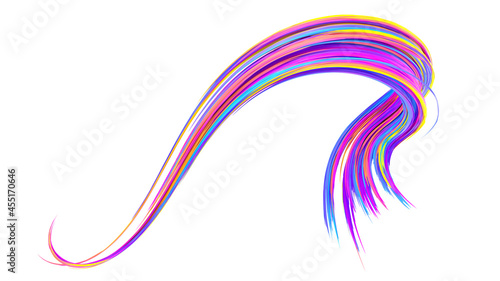 Fototapeta Naklejka Na Ścianę i Meble -  Multicolored abstract twisted brush stroke. Bright curl, artistic spiral. 3D rendering image
